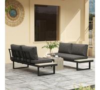 Outsunny 4 Seater L Shaped Aluminium Garden Furniture Set With Coffee Table