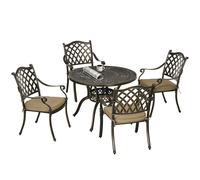 Outsunny 5 Piece Outdoo Dining Funitue Set with Cushions Paasol Hole Cast Alumin