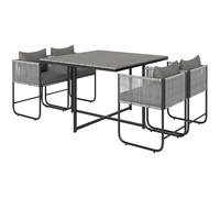 Outsunny Rattan Dining Set, Rattan Cube Dining Sets w/ Space-saving Design - Grey - Steel, PE Rattan, Polyester, Plastic - 110cmx110cmx75cm