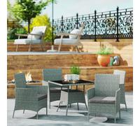 Outsunny Rattan Outdoor Dining Table and Chairs for 4, Light Grey