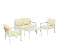 Outsunny 4 Seater Rattan Garden Furniture Set with 2 Armchairs, Loveseat, Coffee Table, Garden Sofa Set with Cushions, Brown