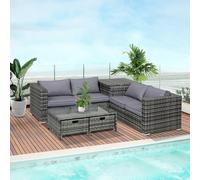 Outsunny 4Pcs Patio Rattan Sofa Garden Furniture Set Table s Grey