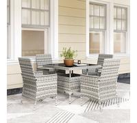 Outsunny 4 Seater Rattan Garden Furniture Set With Cushion In Mid Grey Mid Grey