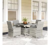 Outsunny 4 Seater Rattan Garden Furniture Set With Cushion In Mid Grey Mid Grey