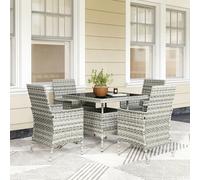 Outsunny 4 Seater Rattan Garden Furniture Set with Cushion, Mixed-Grey, Grey