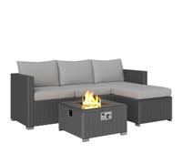 Outsunny 4 Seater Rattan Sofa Set with Footstool Thick Cushions Brown Cream