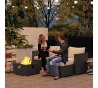 Outsunny 4 Seater Rattan Sofa Set with Footstool Thick Cushions Black Cream