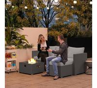 Outsunny 4 Seater Rattan Sofa Set with Footstool Thick Cushions Grey, Grey