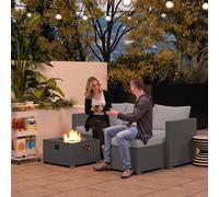 OUTSUNNY 4 Seater Rattan Sofa Set with Footstool Thick Cushions Grey Outsunny Grey