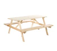 Outsunny 4-Seater Wooden Picnic Table, Outdoor Garden Bench with Parasol Cutout, 150cm, Durable Aosom UK