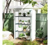 OUTSUNNY 4 Tier Lean-to Mini Greenhouse with Reinforced PE Cover, Green Outsunny Green