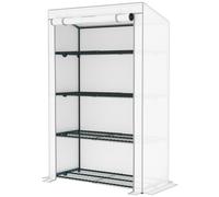 Outsunny 4 Tier Lean-To Mini Greenhouse With Reinforced Pe Cover, Grey Grey