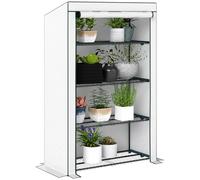 4 Tier Lean-to Mini Greenhouse with Reinforced PE Cover, Green Outsunny Green One Size