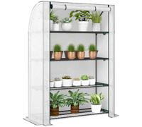 Outsunny Mini Greenhouse Indoor Outdoor Green House with PE Cover, White