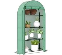 Outsunny 4 Tier Mini Greenhouse with Reinforced PE Cover, Green