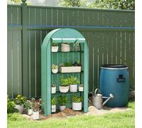 Outsunny 4 Tier Mini Greenhouse Reinforced PE Cover 105 x 45 x 160cm Green | Portable Small Greenhouse, Roll-Up Door