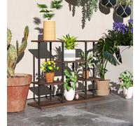 Outsunny 4 Tiered Metal Flower Shelf Display Rack, Carbonised Finish
