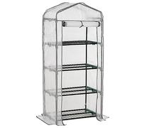 Outsunny Mini Greenhouse 4-Tier Portable Plant House Shed PE Cover, White