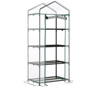Outsunny 4 Tiers Mini Portable Greenhouse Plant Grow Shed Metal Frame Transparent Clear Cover 160H X 70L X 50W cm