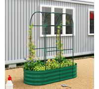 Outsunny 4 X 2 X 4.6Ft Galvanised Raised Garden Bed With Trellis, Green