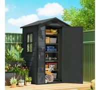Outsunny 4 X 3 Ft Plastic Garden Shed, Storage Shed With Window Vent In Dark Grey