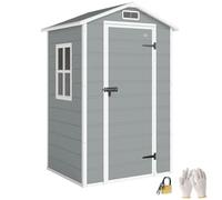 Outsunny 4 X 3 Ft Plastic Garden Shed, Storage Shed With Window Vent In Light Grey