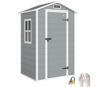Outsunny 4 X 3 Ft Plastic Garden Shed, Storage Shed With Window Vent In Light Grey