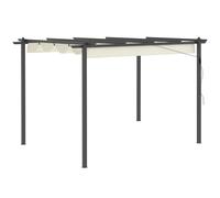 Outsunny 4 x 3(m) Aluminium Outdoor Pergola with Retractable Roof, Outdoor Gazebo Canopy Shelter with Grommet Holes for Garden, Patio, Lawn, Cream White Cream