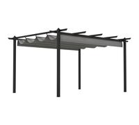 Outsunny 4 x 3(m) Aluminium Outdoor Pergola with Retractable Roof, Outdoor Gazebo Canopy Shelter with Grommet Holes for Garden, Patio, Lawn, Grey Grey
