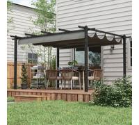 Outsunny 4x3m Aluminium Pergola w/ Retractable Canopy, Grey, Grey