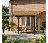 Outsunny 4 x 3 m Metal Lean-to Hardtop Gazebo, Wall-Mounted Pergola - 1 - Lean-to Pergola - 300