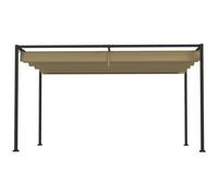 Outsunny 4 x 3(m) Metal Outdoor Pergola with Retractable Roof, Outdoor Gazebo Canopy Shelter with Drainage Holes for Garden, Patio, Lawn, Khaki Khaki