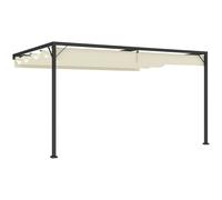 Outsunny 4 x 3(m) Outdoor Lean To Pergola Retractable Canopy Wall Mounted Gazebo Patio Shelter Sun Shade, Cream White Cream