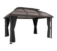 Outsunny 4 x 3(m) Polycarbonate Gazebo for Lawn, Yard, Patio, Deck, Black