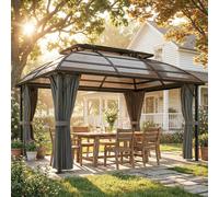 Outsunny 4 x 3(m) Polycarbonate Gazebo for Lawn, Yard, Patio, Deck, Brown, Brown
