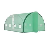 Outsunny 4 x 3(m) Walk-in Polytunnel Greenhouse with Upgraded Structure, 2 Hinged Doors, 8 Mesh Windows, Tunnel Warm House Tent with UV-resistant PE Cover, Green Green