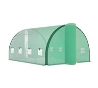 Outsunny 4 x 3(m) Walk-in Polytunnel Greenhouse with Upgraded Structure, 2 Hinged Doors, 8 Mesh Windows, Tunnel Warm House Tent with UV-resistant PE Cover, Green Green