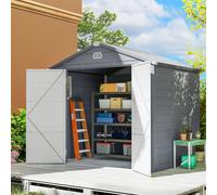 OUTSUNNY 4 x 3ft Garden Shed Storage with Foundation Kit & Vents in Light Grey Outsunny Light Grey
