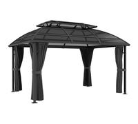 Outsunny 4 x 3m Aluminium Frame Hard Gazebo, with Accessories - Black