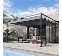 Outsunny 4 x 3m Metal Outdoor Pergola with Retractable Roof Grey