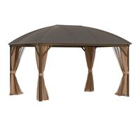 Outsunny 4 x 3M Steel / Aluminium Hardtop Gazebo Black & Khaki