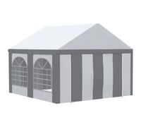Outsunny 4 x 4m Galvanised Party Tent, Marquee Gazebo with Sides, Four Windows and Double Doors, for Parties, Wedding and Events White