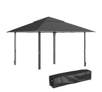 Outsunny 4 x 4m Pop-up Gazebo Double Roof Canopy Tent with UV Proof, Roller Bag & Adjustable Legs Outdoor Party, Steel Frame, Dark Grey Grey