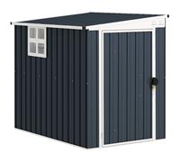 Outsunny 4 x 6ft Garden Metal Shed, Outdoor Storage Shed with Window, 2 Vents and Lockable Door for Garden, Patio, Dark Grey