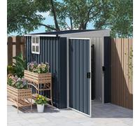 Outsunny 4 X 6Ft Lean To Garden Storage Shed With Window, Dark Grey