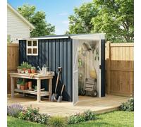 Outsunny 4 x 6ft Outdoor Garden Storage Shed with Window, Dark Grey