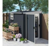 Outsunny 4 x 6ft Outdoor Garden Storage Shed with Window, Dark Grey - Dark Grey - 128W x 231D x 181H cm