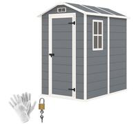Outsunny 4 x 6ft Plastic Garden Shed with Floor - Window and Lockable Door | TJ Hughes
