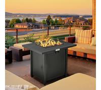 Outsunny Rattan-style Propane Gas Fire Pit Table w/ 50,000 BTU Burner, Square Smokeless Firepit Patio Heater w/ Thermocouple & Cover Aosom UK
