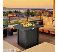Outsunny Rattan-style Propane Gas Fire Pit Table w/ 50,000 BTU Burner, Square Smokeless Firepit Patio Heater w/ Thermocouple & Cover Aosom UK